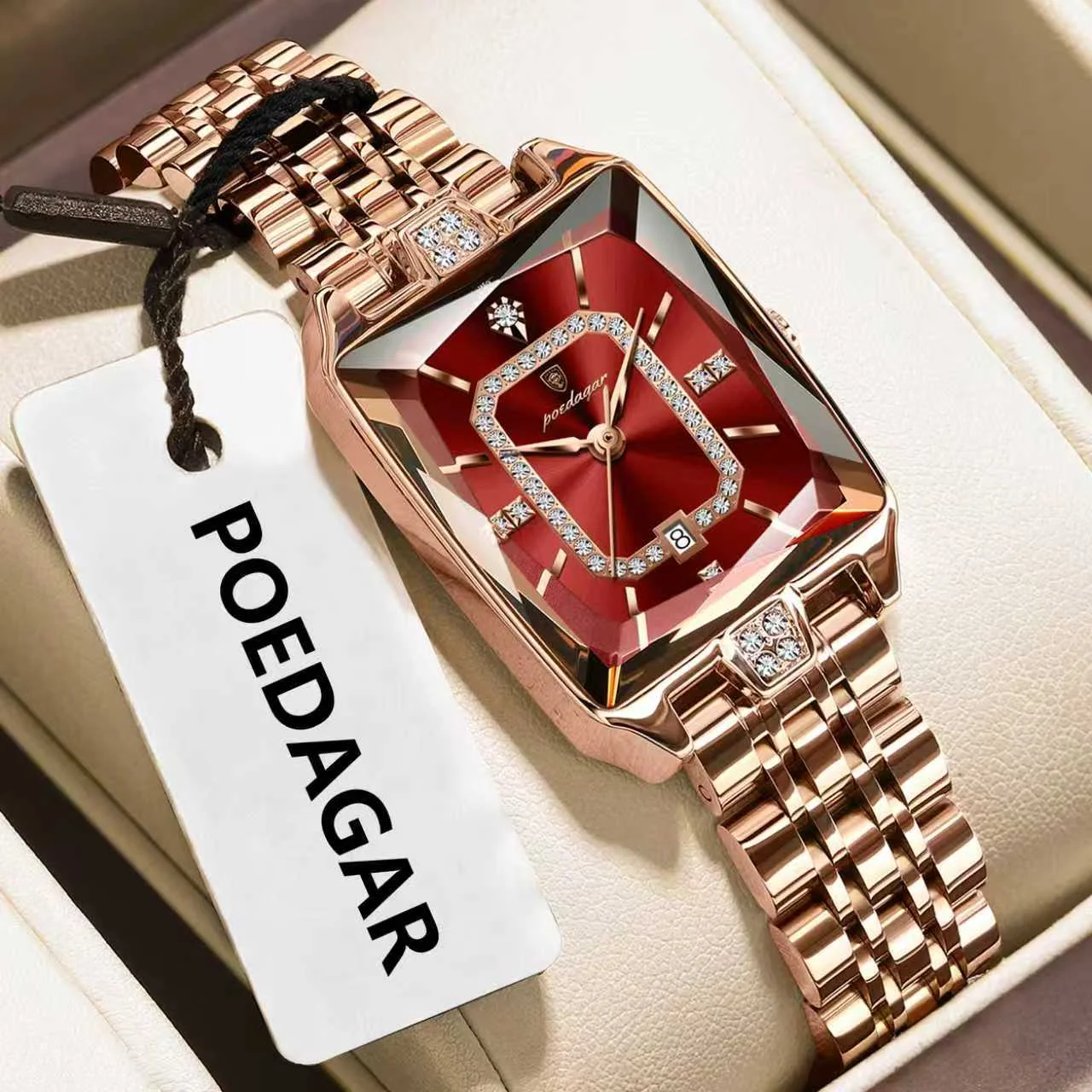 Poedagar 785 Diamond Rectangle Women's Watch