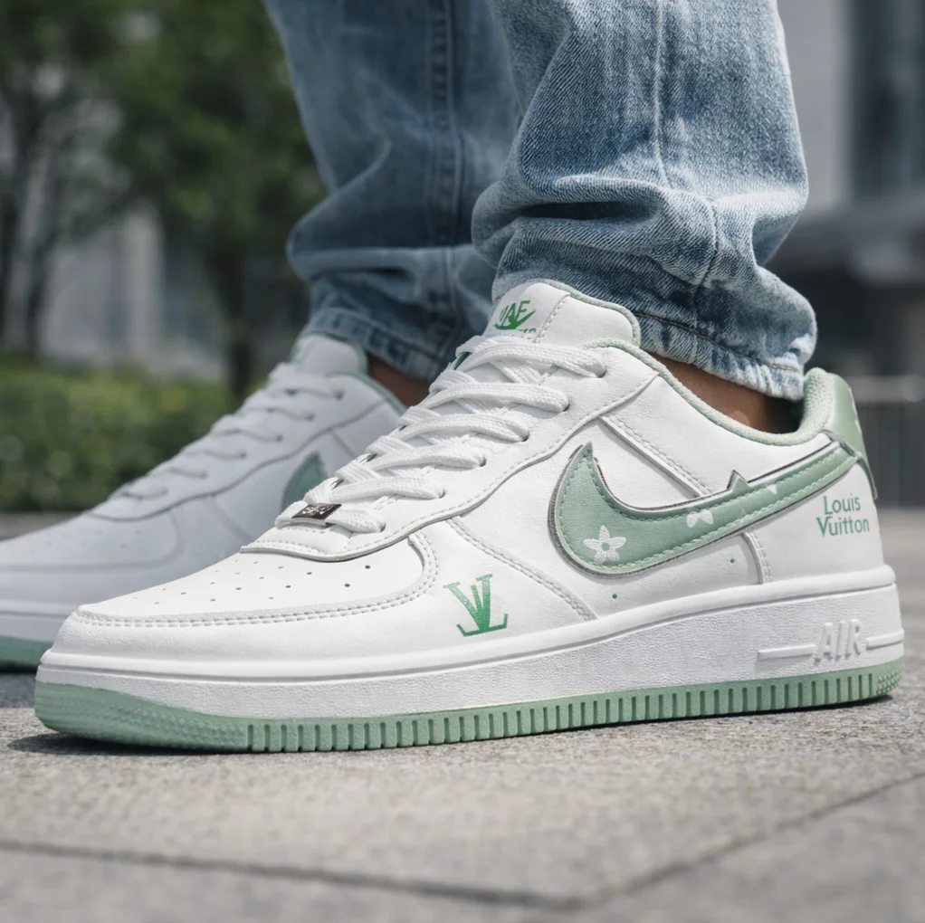 Men’s White Green Luxury Sneakers