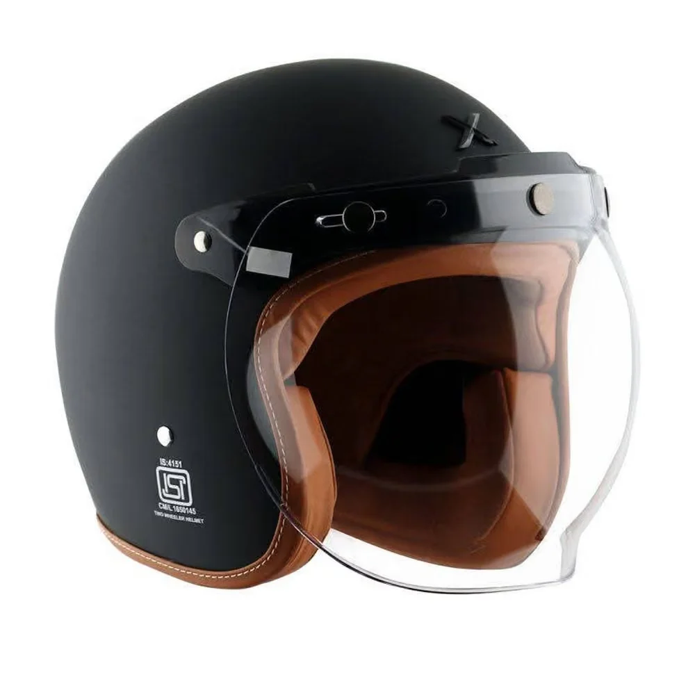 Axor Retro Matt Black Half Face Bike Helmet