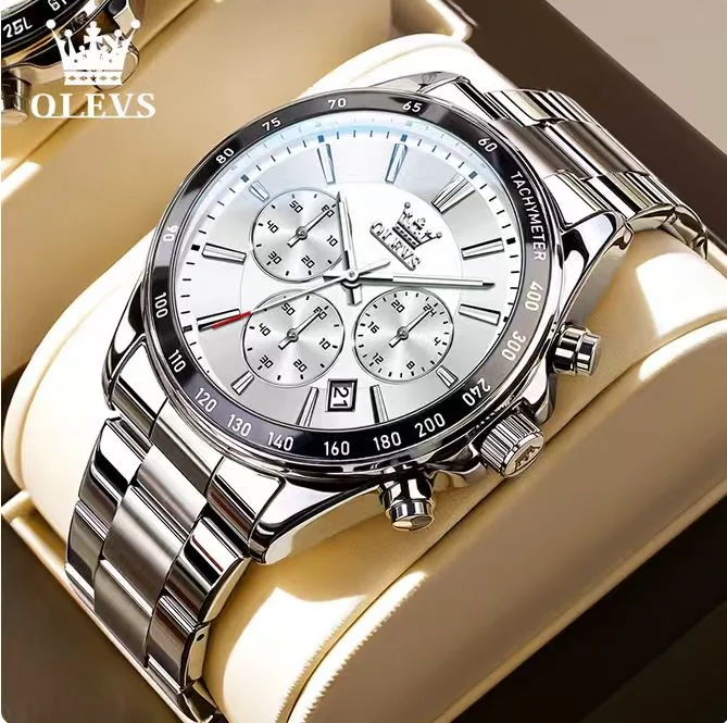 Olevs 2979 Stainless Steel Chronograph Wrist Watch For Men