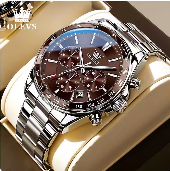Olevs 2979 Stainless Steel Chronograph Wrist Watch For Men