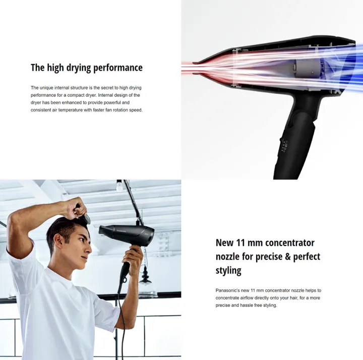 Panasonic EH-ND65 Compact Hair Dryer Powerful Fast Drying for Women