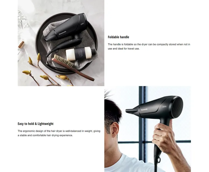 Panasonic EH-ND65 Compact Hair Dryer Powerful Fast Drying for Women