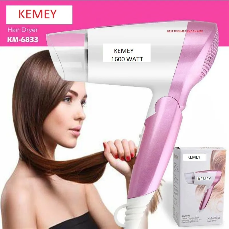 Kemey Km 6833 Professional Foldable Hot and Cool Hair Dryer 1600 watts