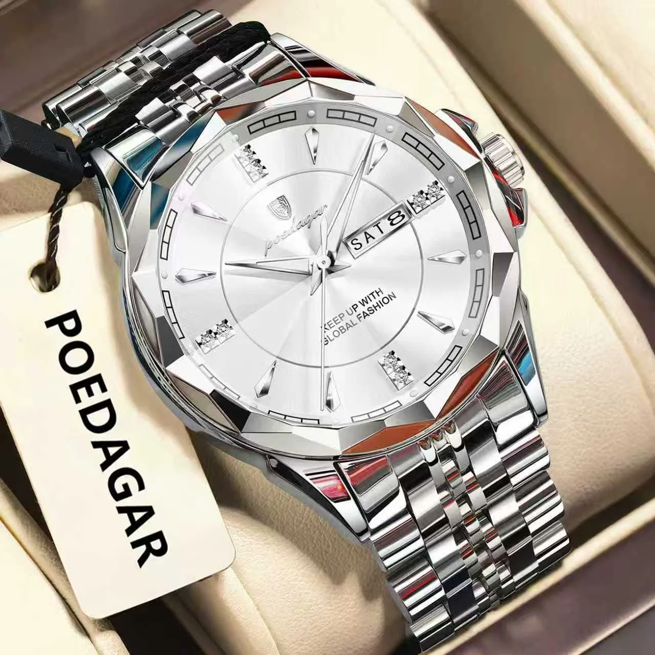 POEDAGAR 698 Luxury Quartz Stainless Steel Men's Watch