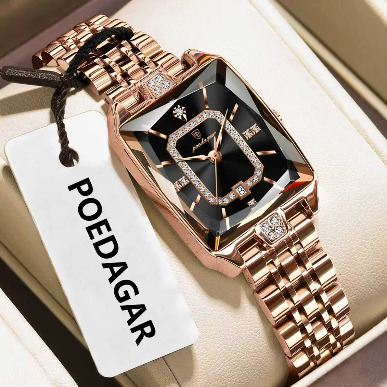 Poedagar 785 Diamond Rectangle Women's Watch