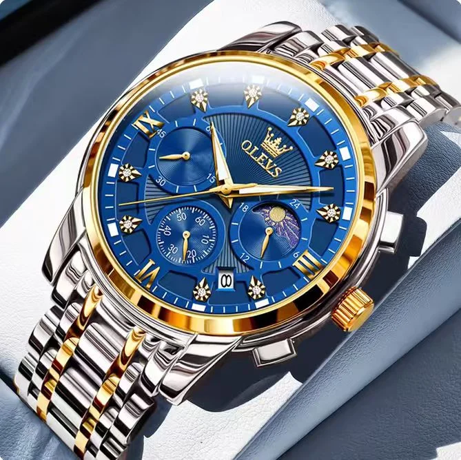 Olevs 2951 Stainless Steel Chronograph Wrist Watch For Men