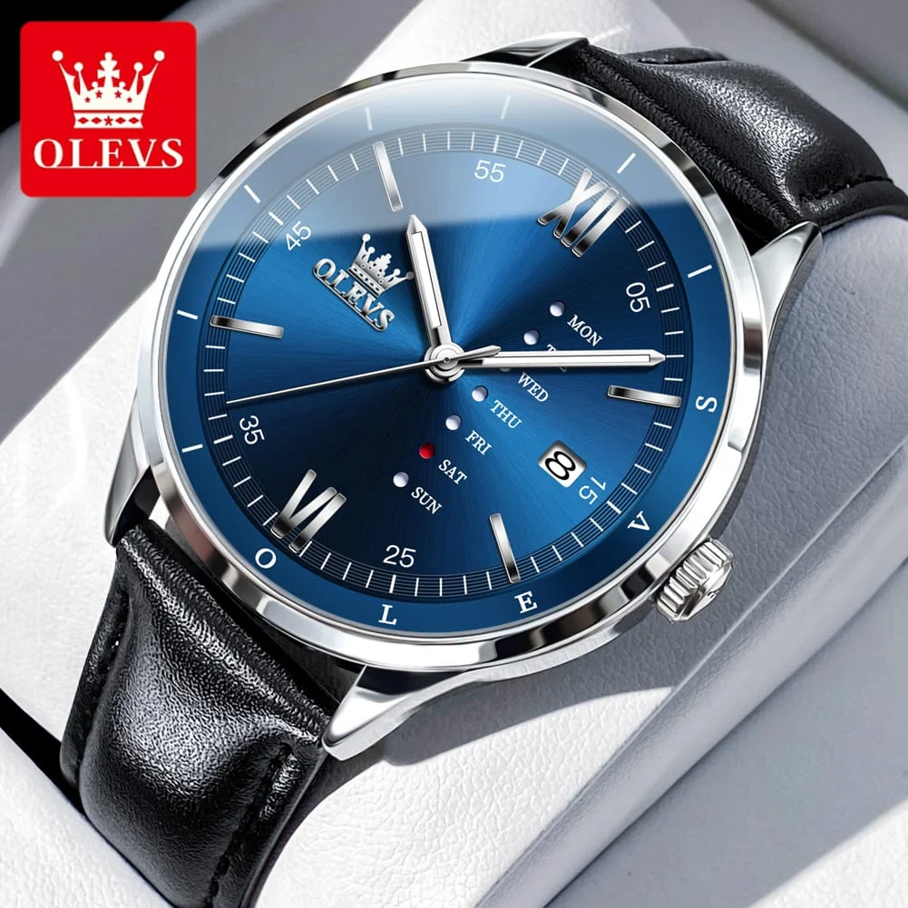 Olevs 2931 New Quartz movement Men's watch luxury fashion leather strap unique style wrist-watche for Men