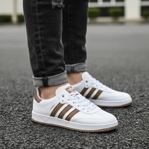 Men’s Classic White Brown Court Sneakers