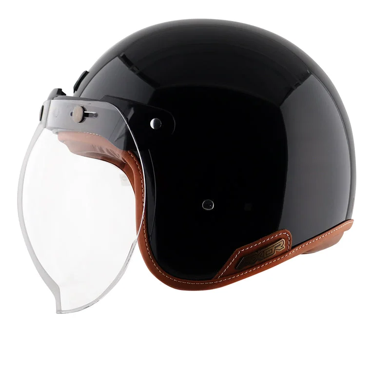 Axor Retro Glossy Black Half Face Helmet