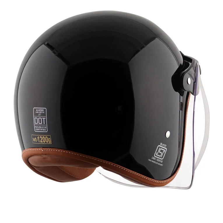 Axor Retro Glossy Black Half Face Helmet