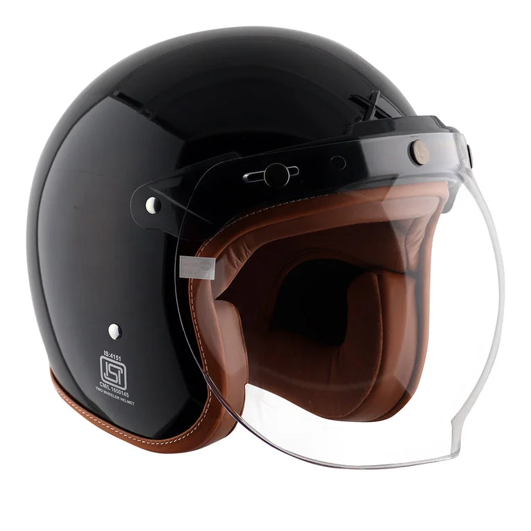 Axor Retro Glossy Black Half Face Helmet