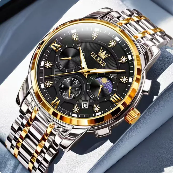 Olevs 2951 Stainless Steel Chronograph Wrist Watch For Men