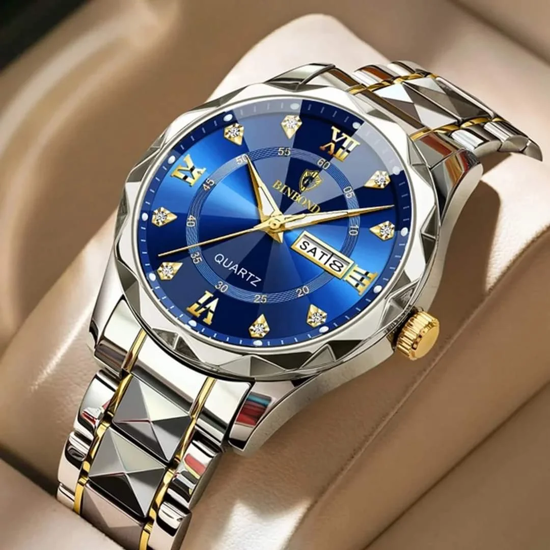 Binbond 2521 Men's Luxury Fashion Stainless Steel Waterproof Quartz Movement Wrist-watch