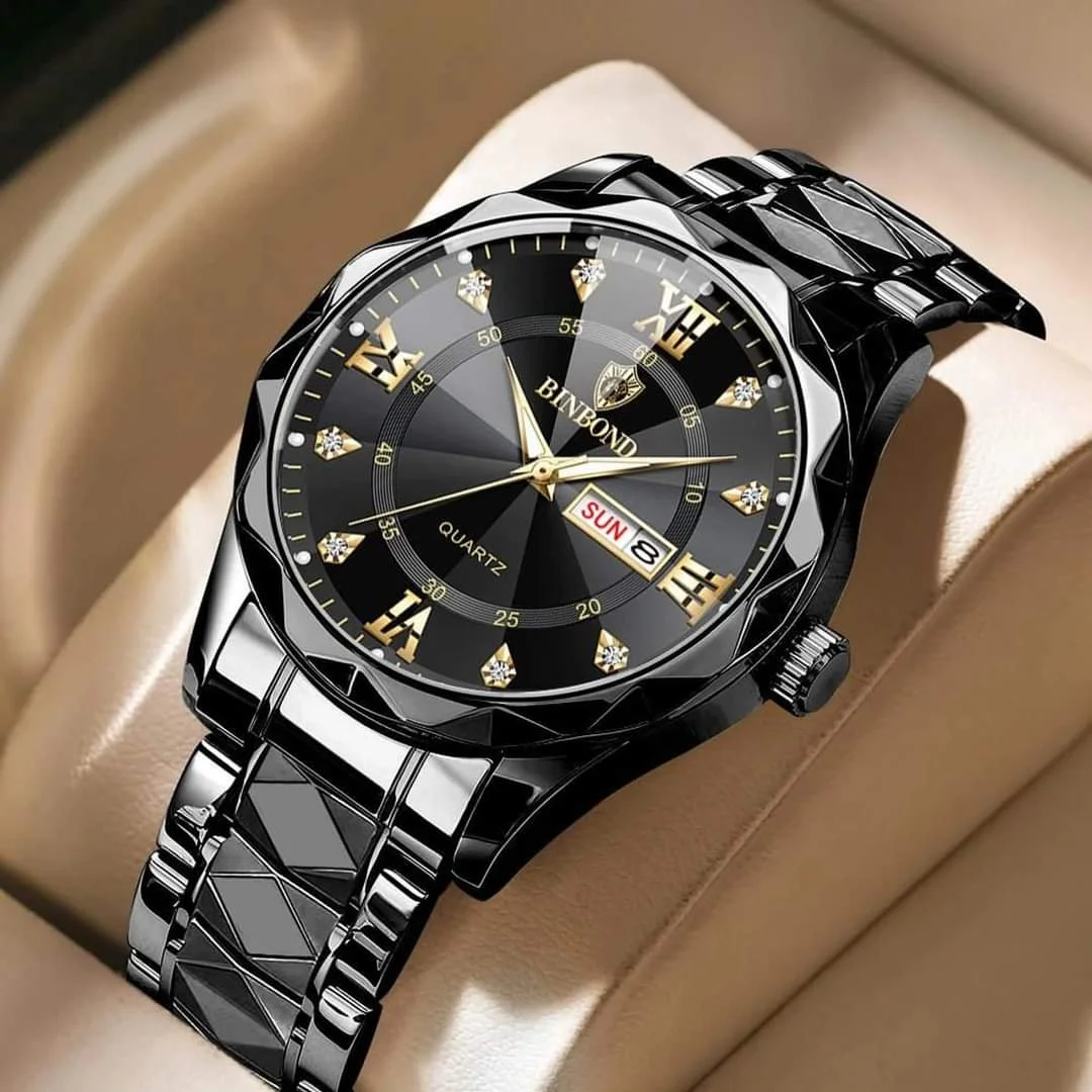 Binbond 2521 Men's Luxury Fashion Stainless Steel Waterproof Quartz Movement Wrist-watch