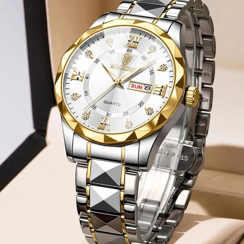 Binbond 2521 Men's Luxury Fashion Stainless Steel Waterproof Quartz Movement Wrist-watch
