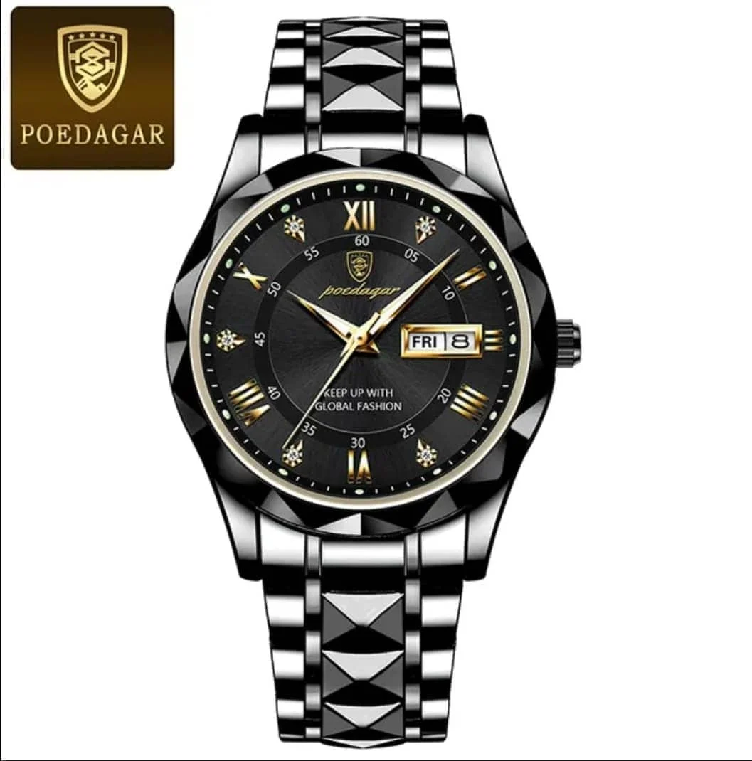 Poedagar 615 Luxury Two-Tone Stainless Steel Waterproof Men’s Watch