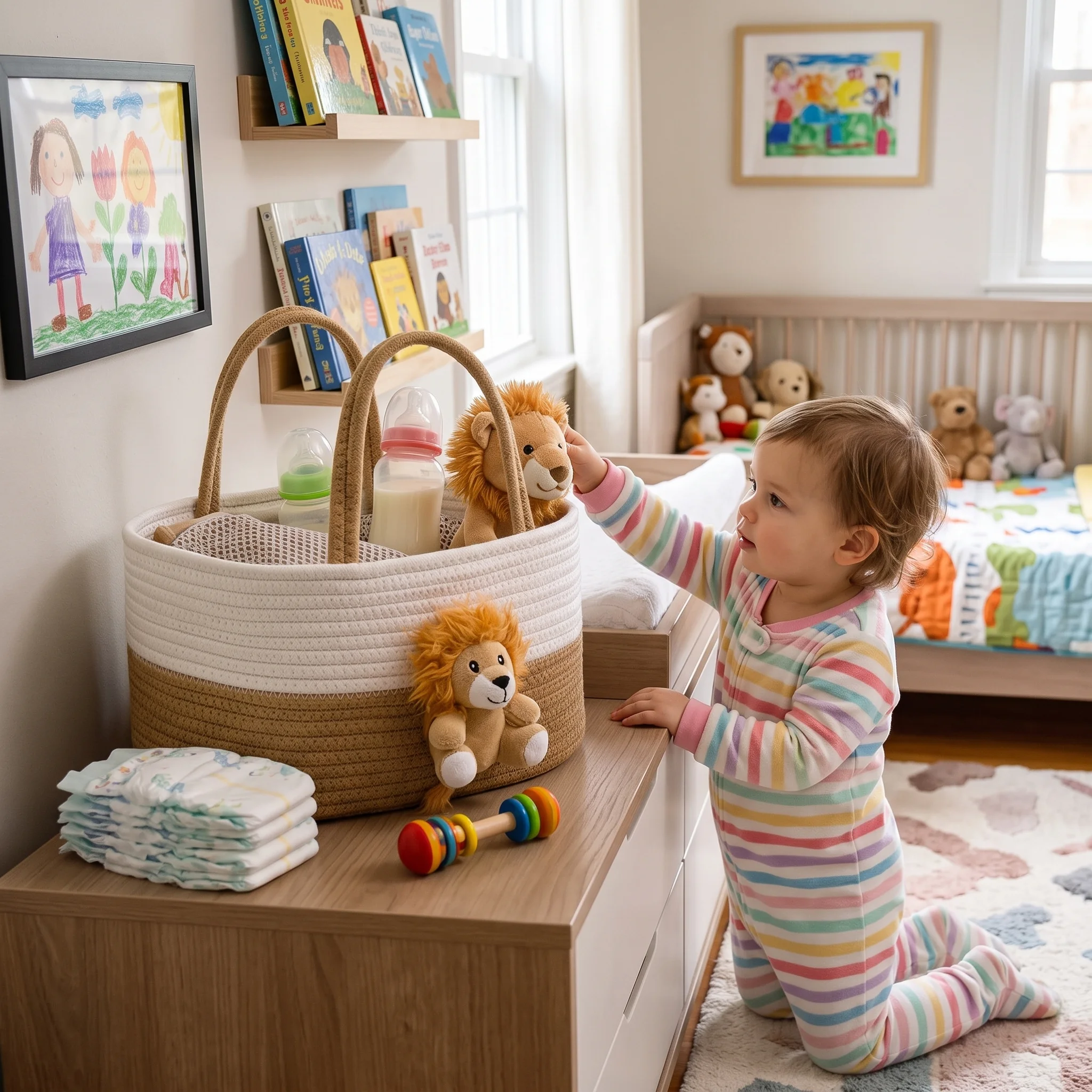 Miscellaneous Items and Toy Storage Basket