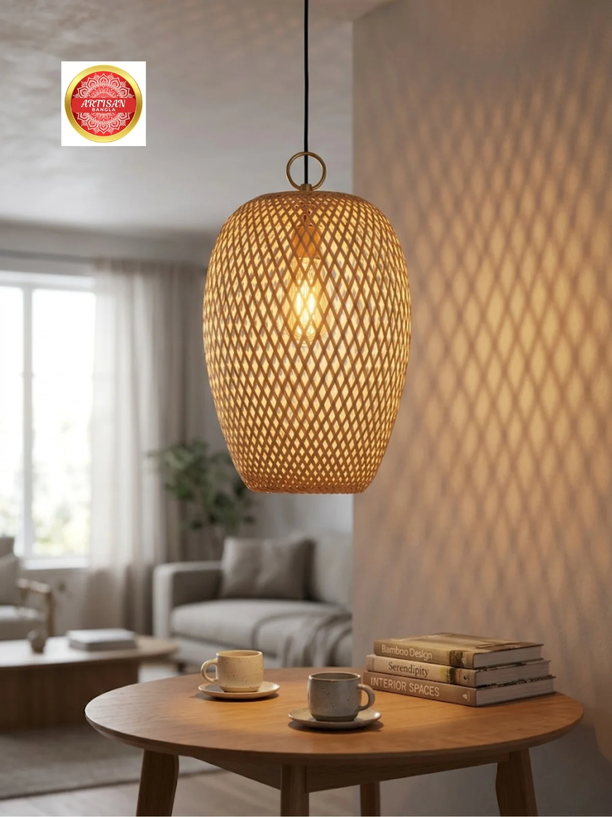 Bamboo Pendant Lamp Natural Rattan Lighting Decor