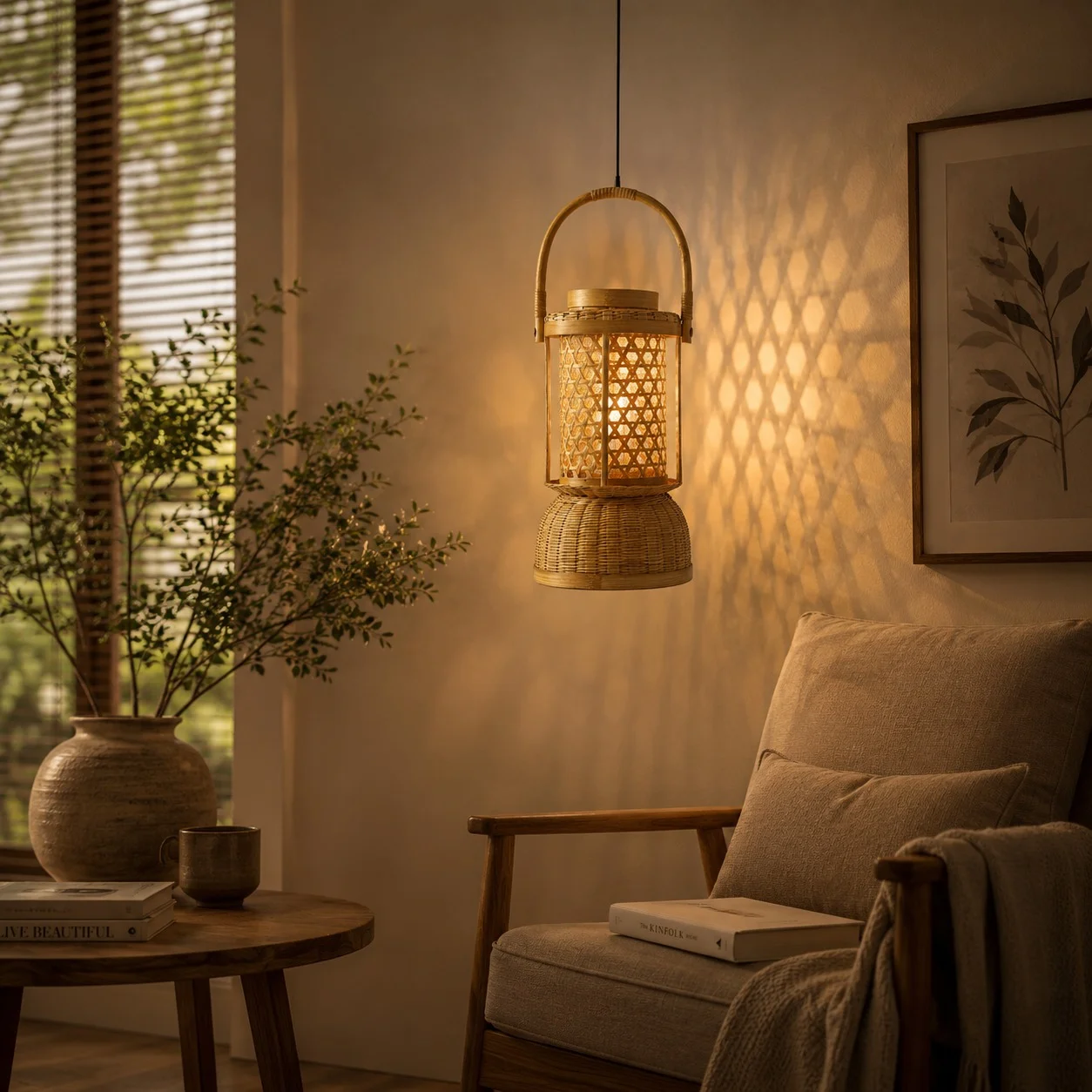 Rustic Bamboo Light Natural Rattan Lamp