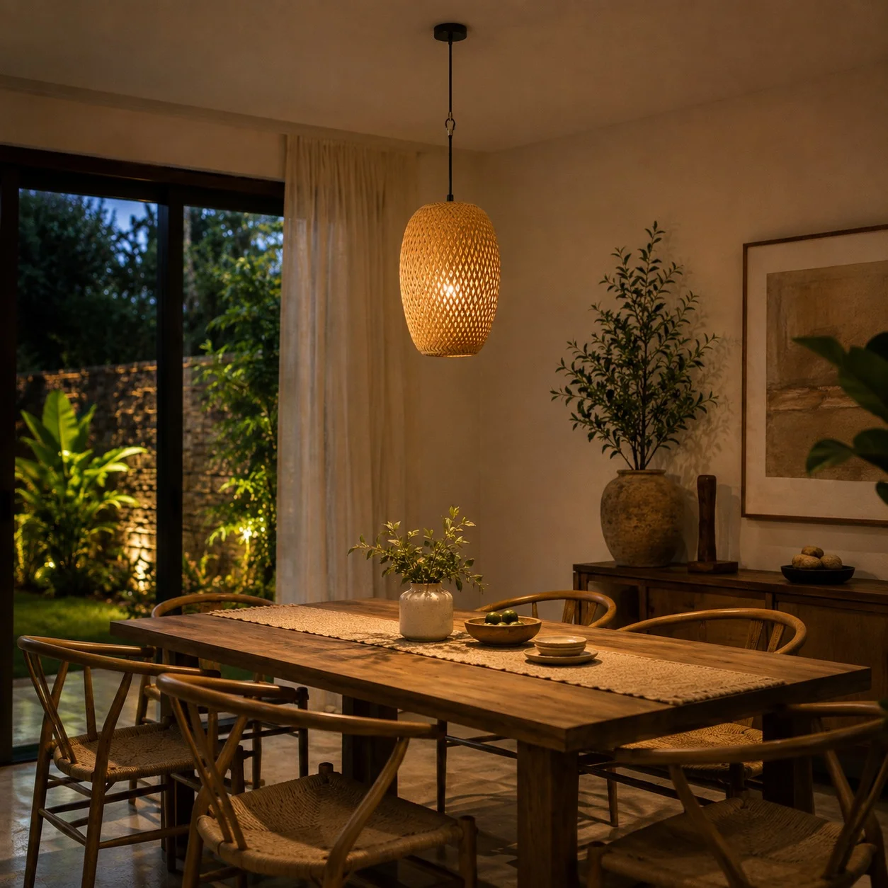 Bamboo Pendant Lamp Natural Rattan Lighting Decor